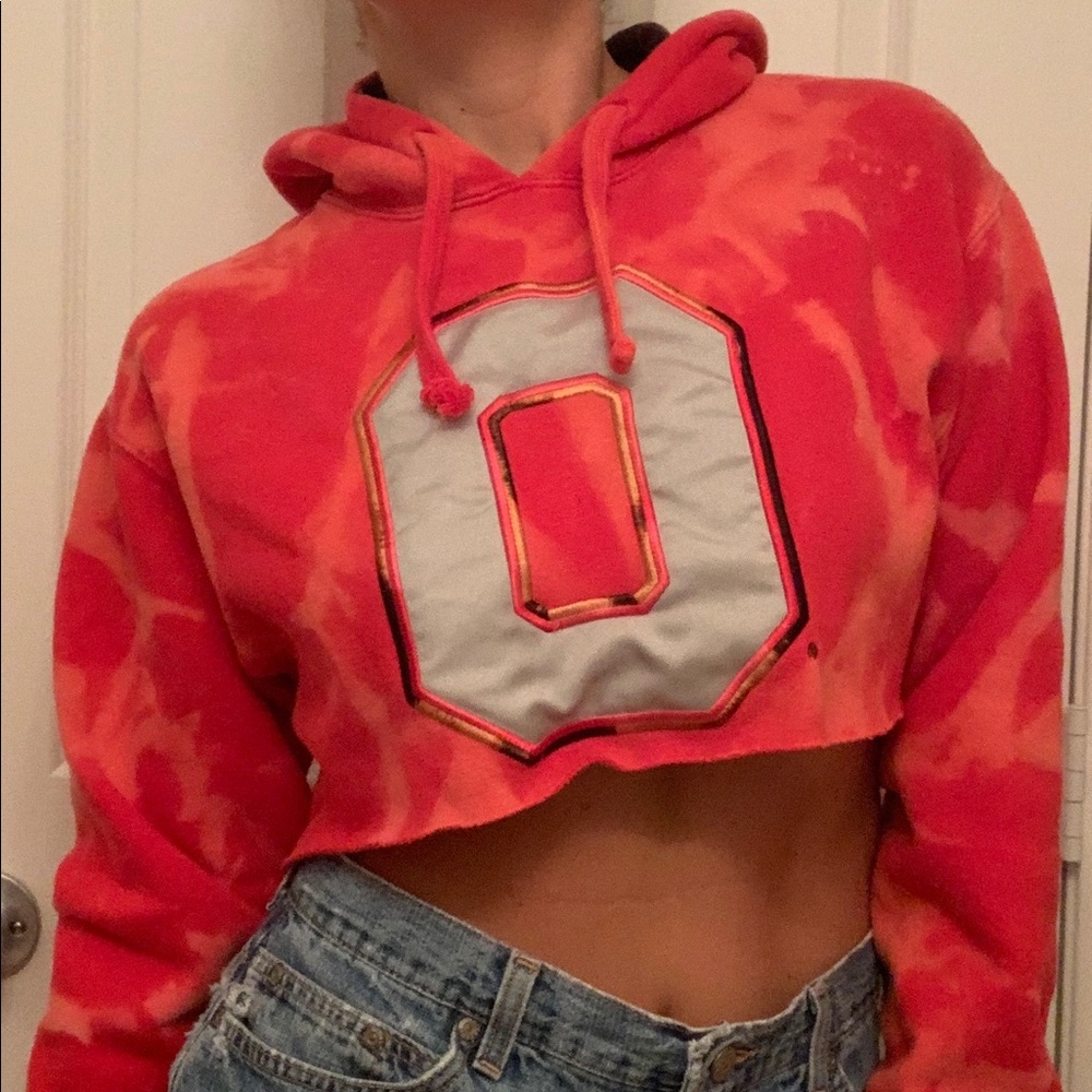 Custom-distressed Ohio State Buckeyes crop hoodie